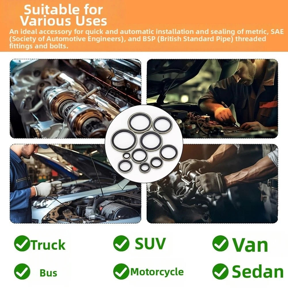 Oil Seal Washers Kit for Automotive Sealing (Clear Nitrile Rubber)