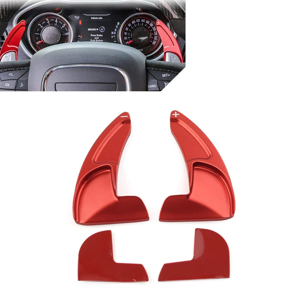 Red Steering Wheel Shift Paddle Shifter Extension for Dodge Challenger