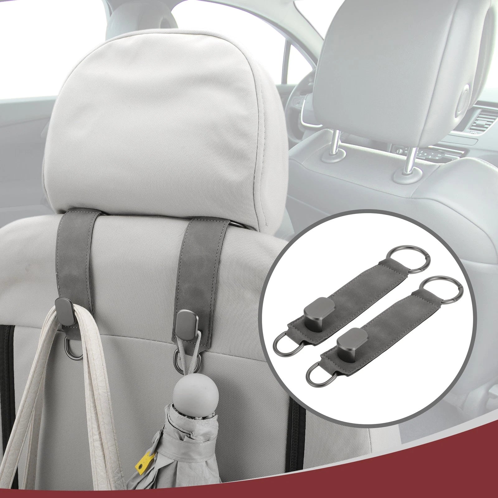 2 Pcs Universal Car Seat Headrest Hook for Hanging Purses (8.11"x1.85")