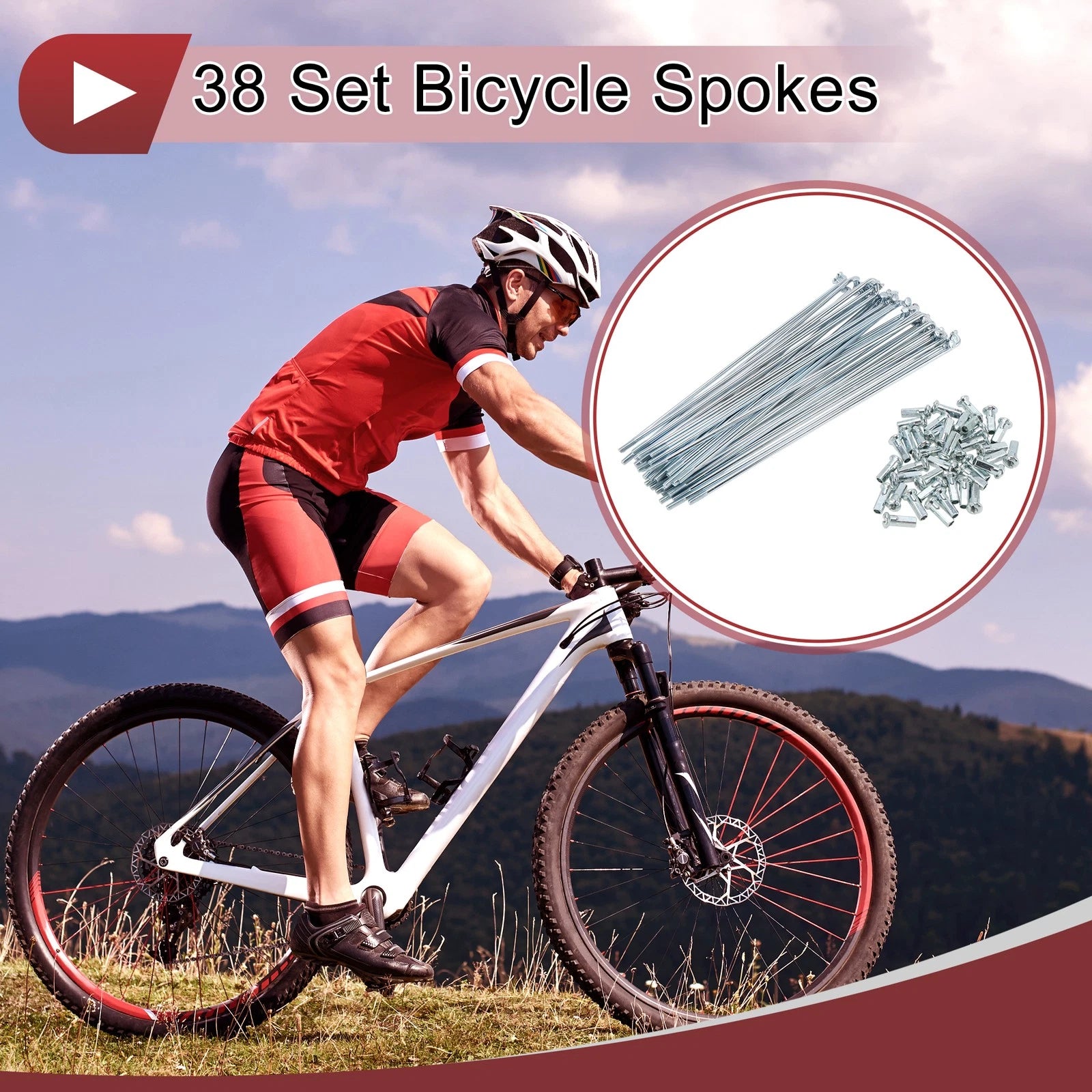Bicycle Spokes Set 12G 163mm Galvanized Carbon Steel for Wheel (—)