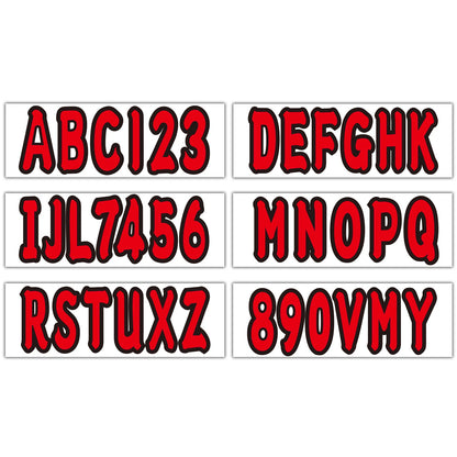 Set of 4 Red Identification Numbers Decal Registration A-Z & 0-9 for Boat & PWC