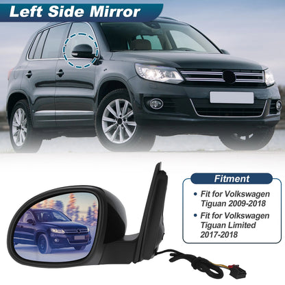 Left Side Mirror Assembly with Turn Signal for Volkswagen Tiguan 2009-2018