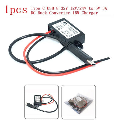 12V to 5V DC Step Down USB LED Car Power Module Converter Adapter Cable