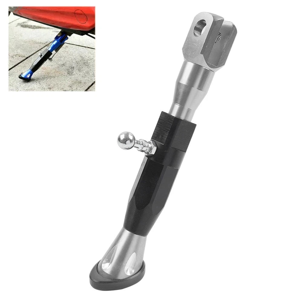 Silver Motorcycle Universal Adjustable Kickstand Foot Side Support Kick Stand