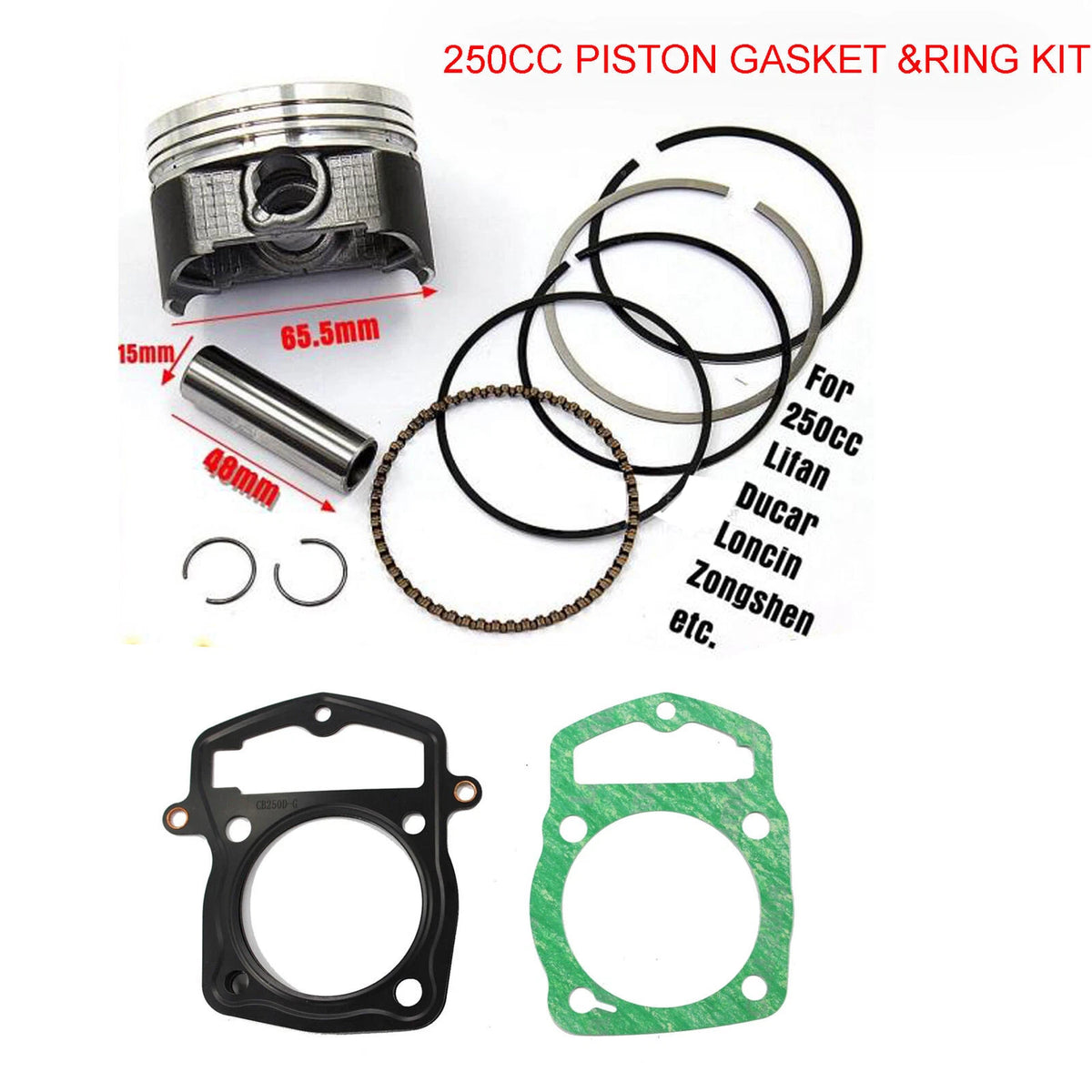 Piston Ring Gasket Kit for Zhongshen CG250cc Engine (PIT Quad DIRT ATV)