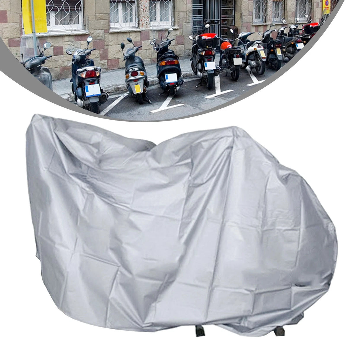 Bike Cover for Motorcycle (Rain Protection, Silver Sun Protection)
