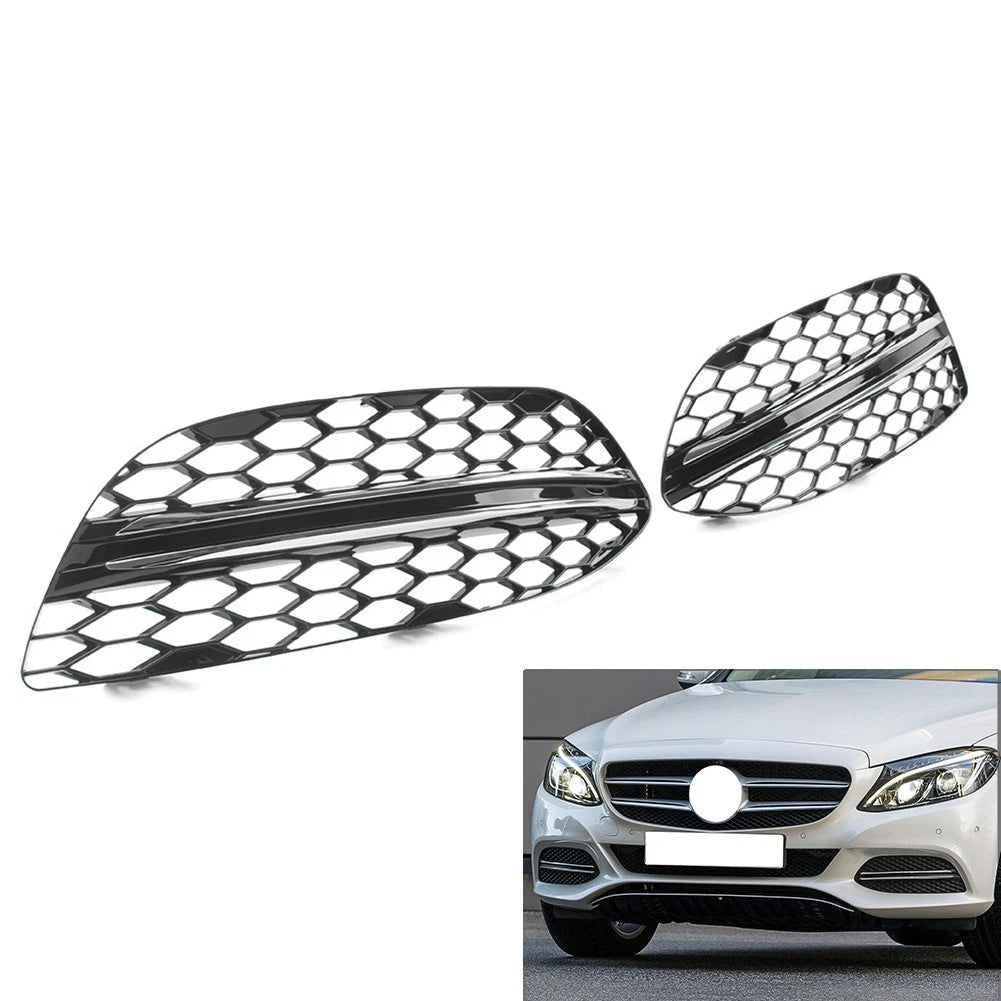 Front Bumper Fog Light Grilles Cover for Benz C Class W205 (2015–2021)