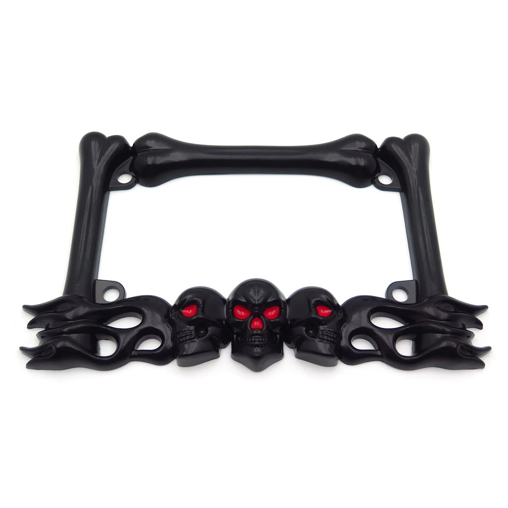 3D Skull Flame Bones Motorcycle License Plate Frame for Harley-Davidson