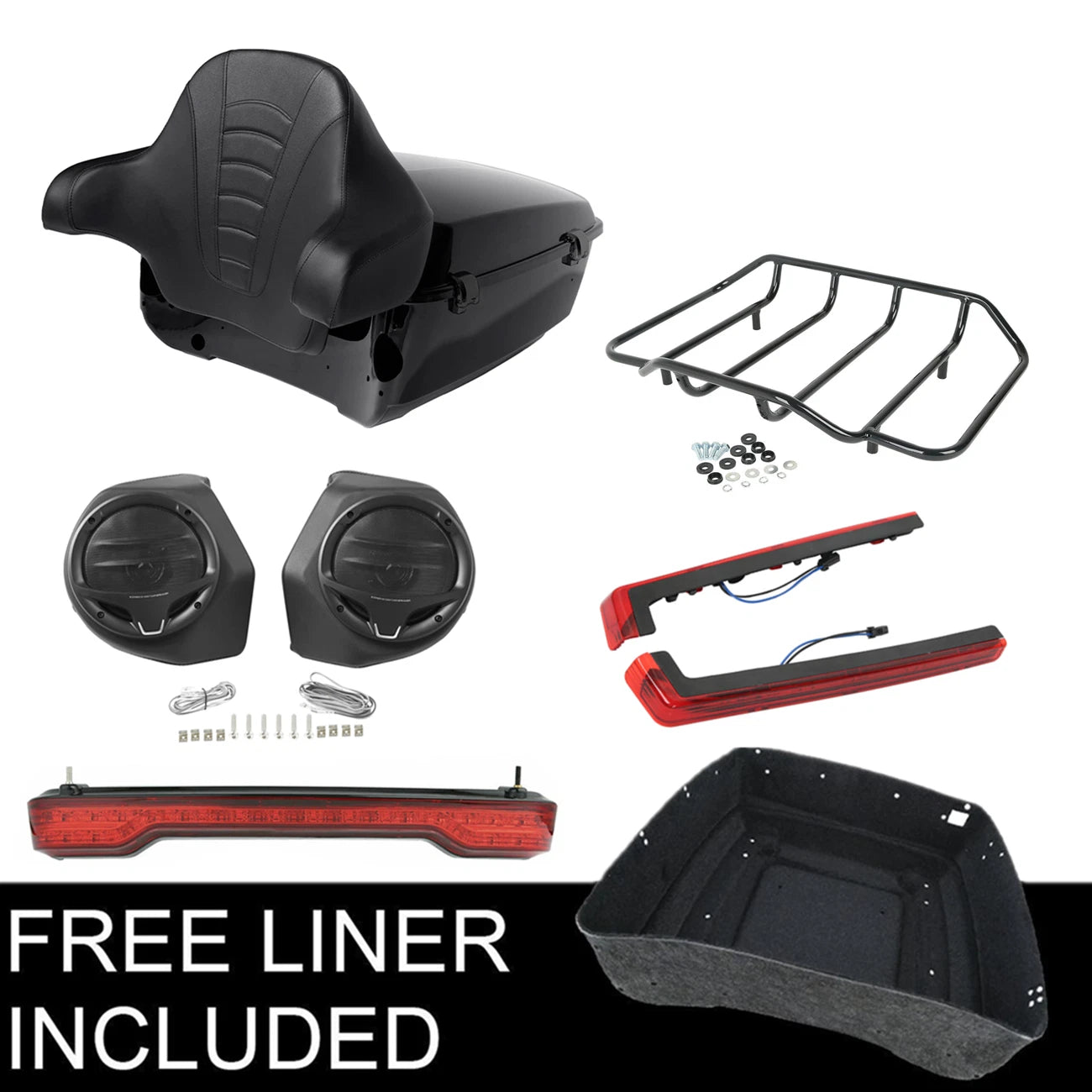Trunk Rack Speakers with Lights for Harley Electra Glide (2014–2025)