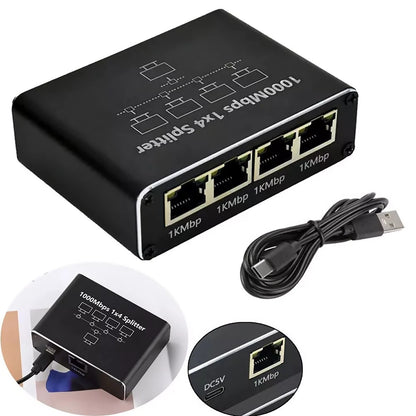 RJ45 Gigabit Ethernet Splitter for LAN Network (1 IN 4 Out)