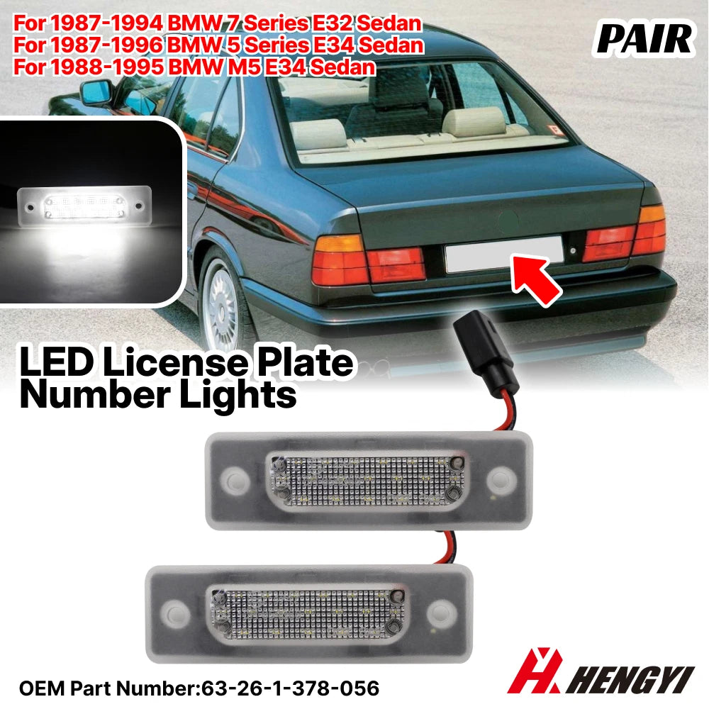 Full LED License Plate Lights for BMW 7 Series E32, 5 E34 M5 (1987–1996)