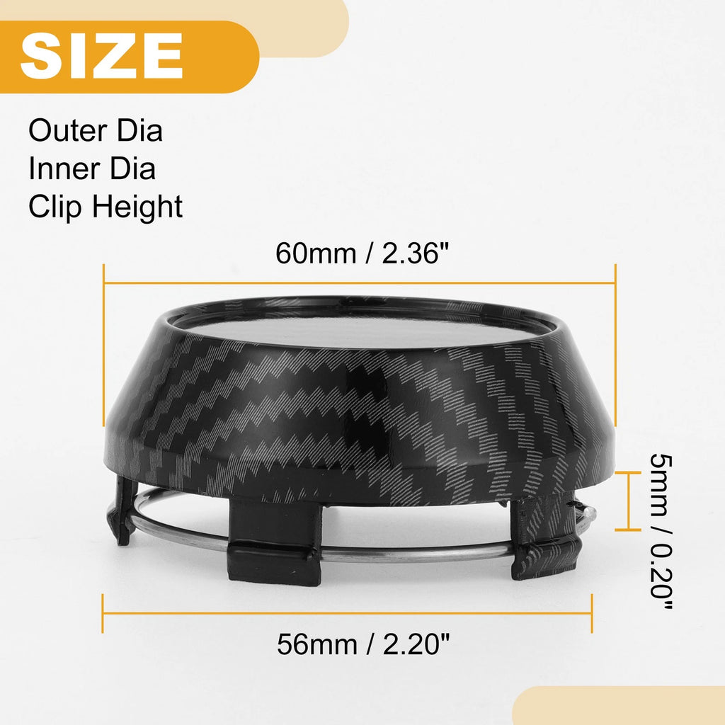 60mm Wheel Hub Center Caps for Universal Fit (Carbon Fiber Pattern)