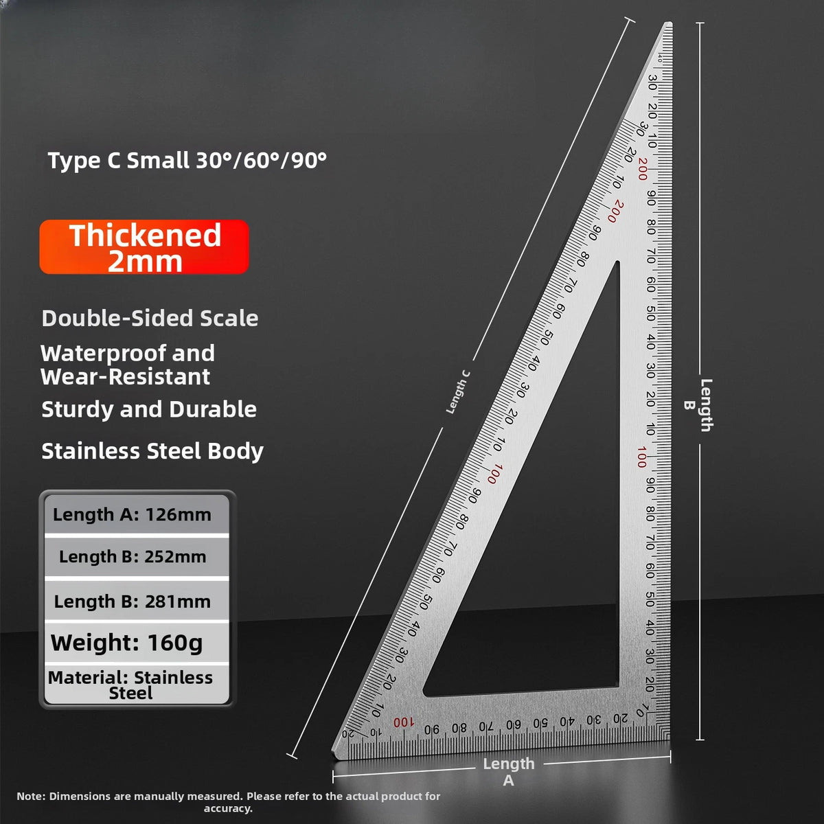 Compact Set Square with Dual Scale Design for School and Workshop Tasks