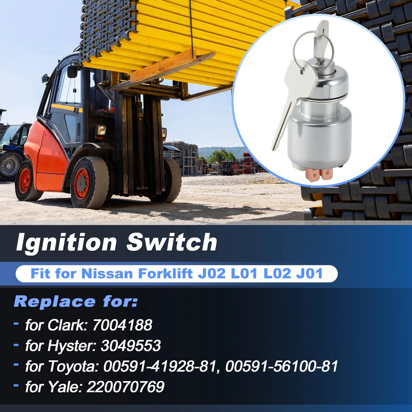 Ignition Switch with Keys Replacement for Nissan Forklift J02 L01 (J01–L02) (2000–2000)