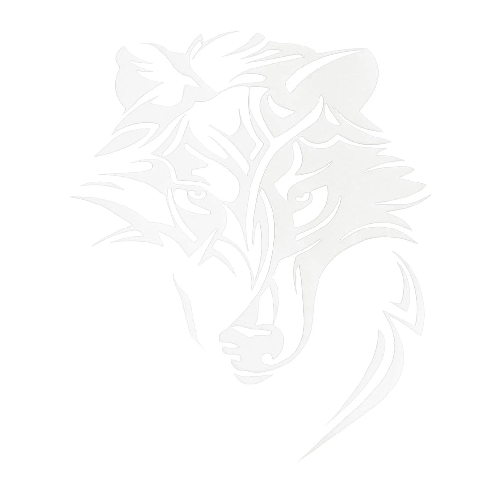 Reflective Bumper Decal for - Silver Tone Wolf Head