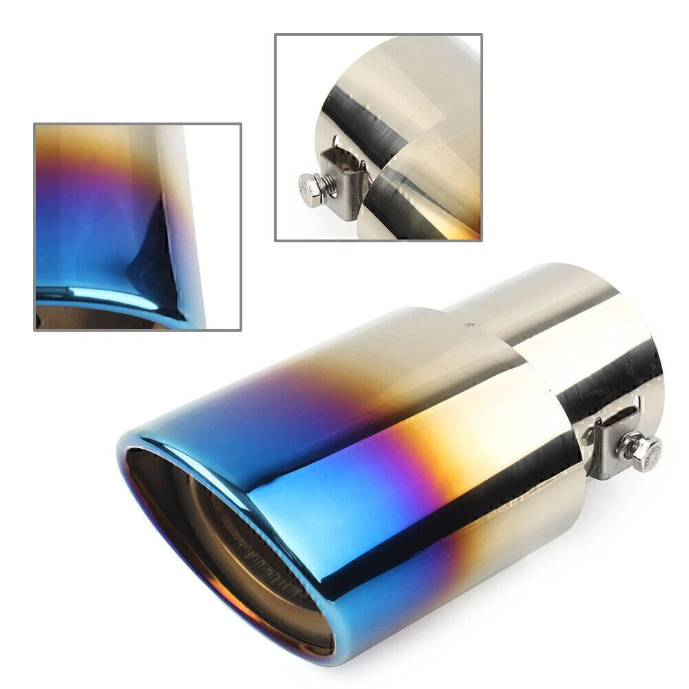 CarStainless Rear Exhaust Pipe Tail Muffler Tip Round Accessories Universal Blue