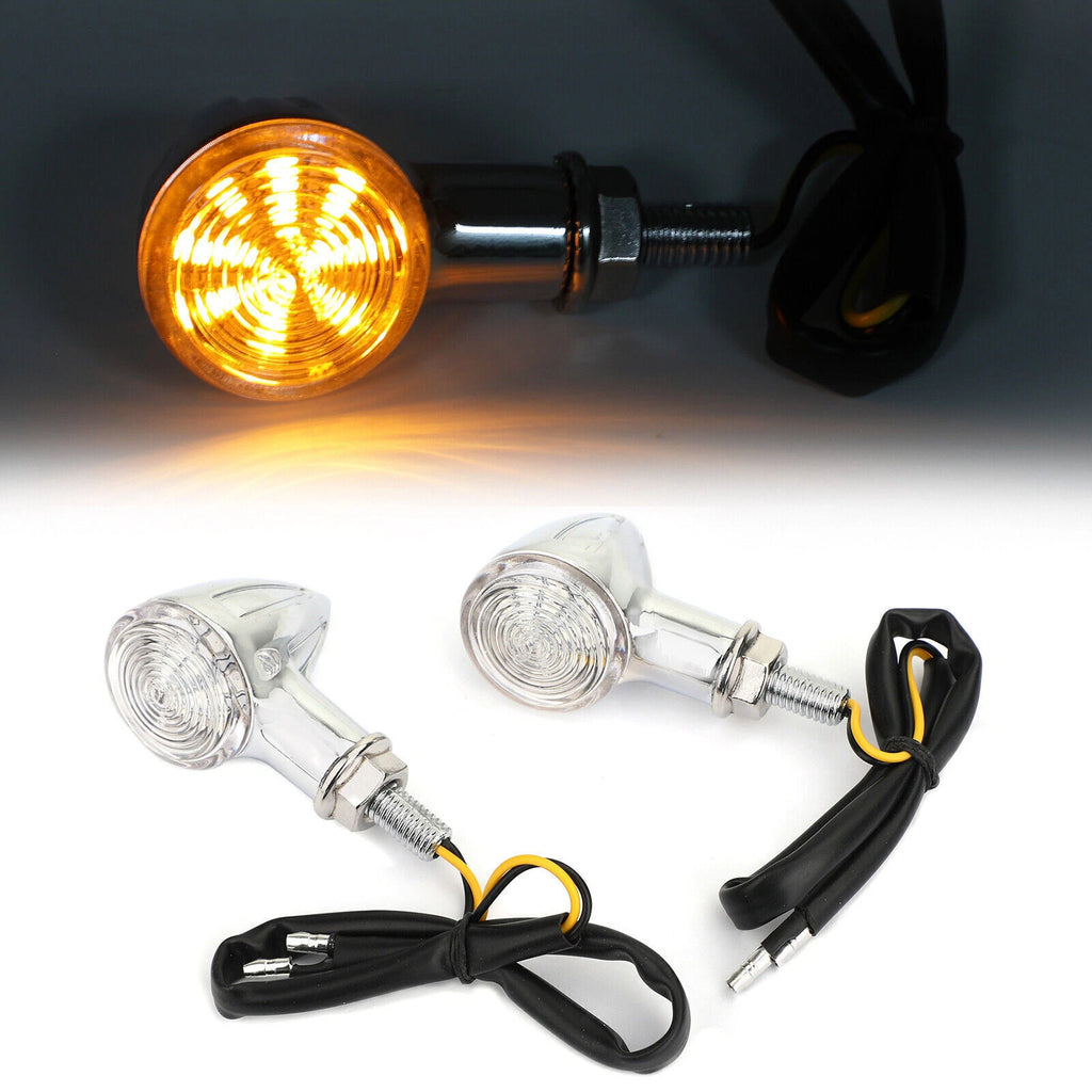 Universal Small Bullet Turn Signal Lights Chrome T9