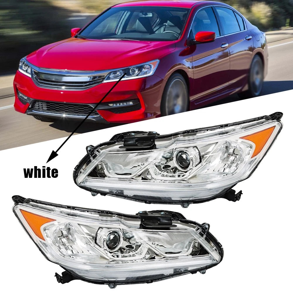 Headlight Assembly for Honda Accord (2016–2017) Halogen Left+Right Clear