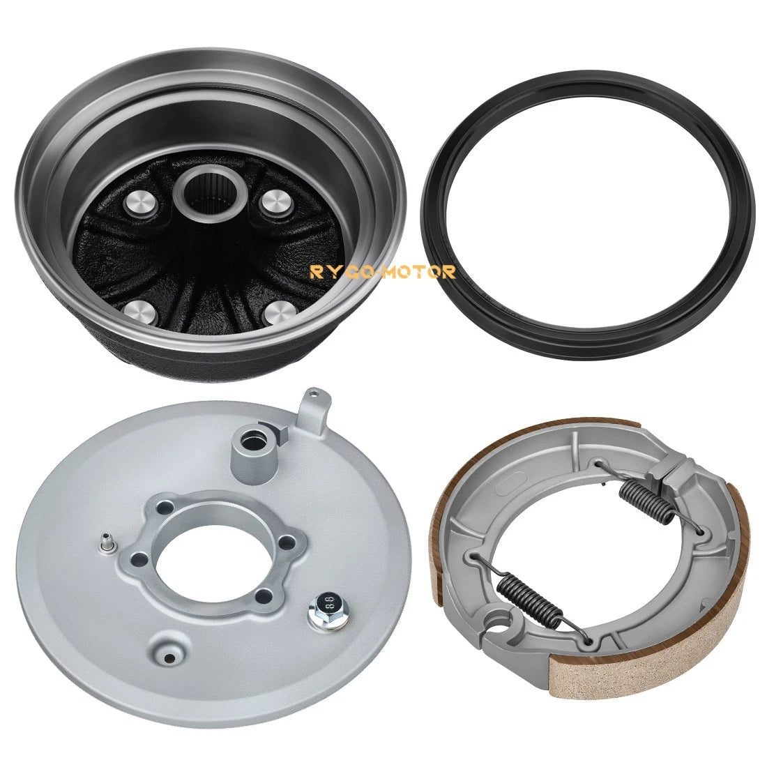 Rear Brake Drum Hub Plate Shoes Seal Assy for Yamaha Kodiak 400 Grizzly 600 (1993–2001)