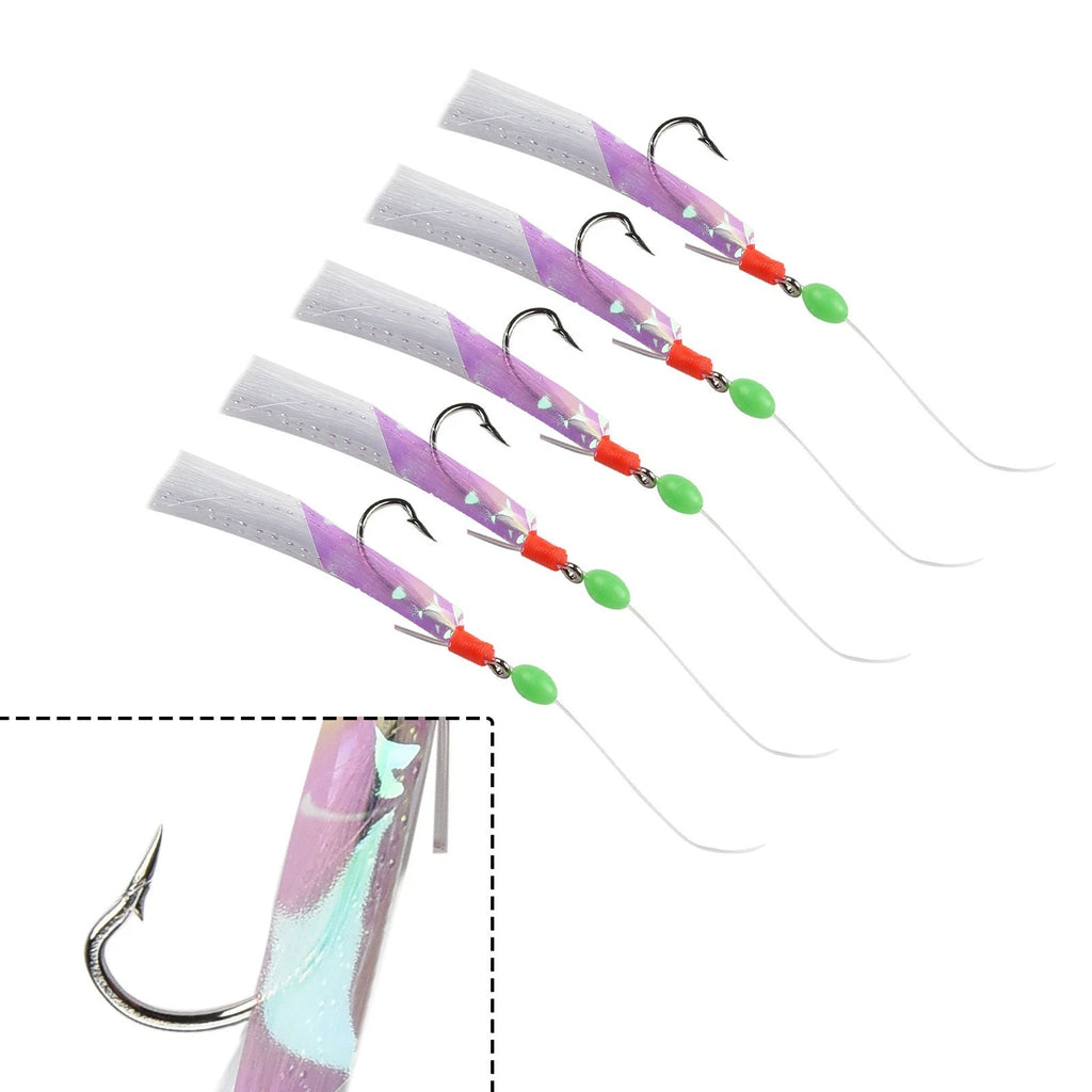 5 Hook Sabiki Bait Feather Fishing Rig for Mackerel (Multi-size)