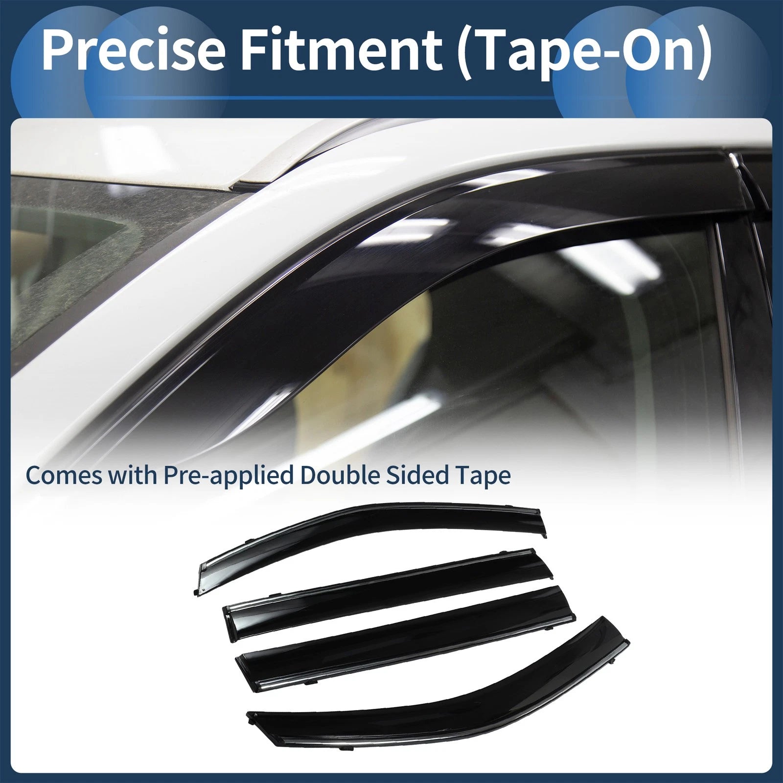 Window Deflectors Side Window Vent Visors Black 1 Set for Toyota Highlander (2014–2019)
