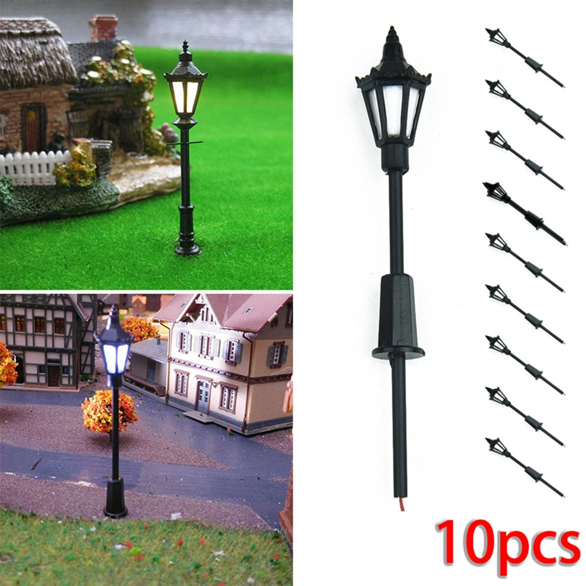 10 PC LED Street Lights for HO OO Scale Model Railway (1:75)