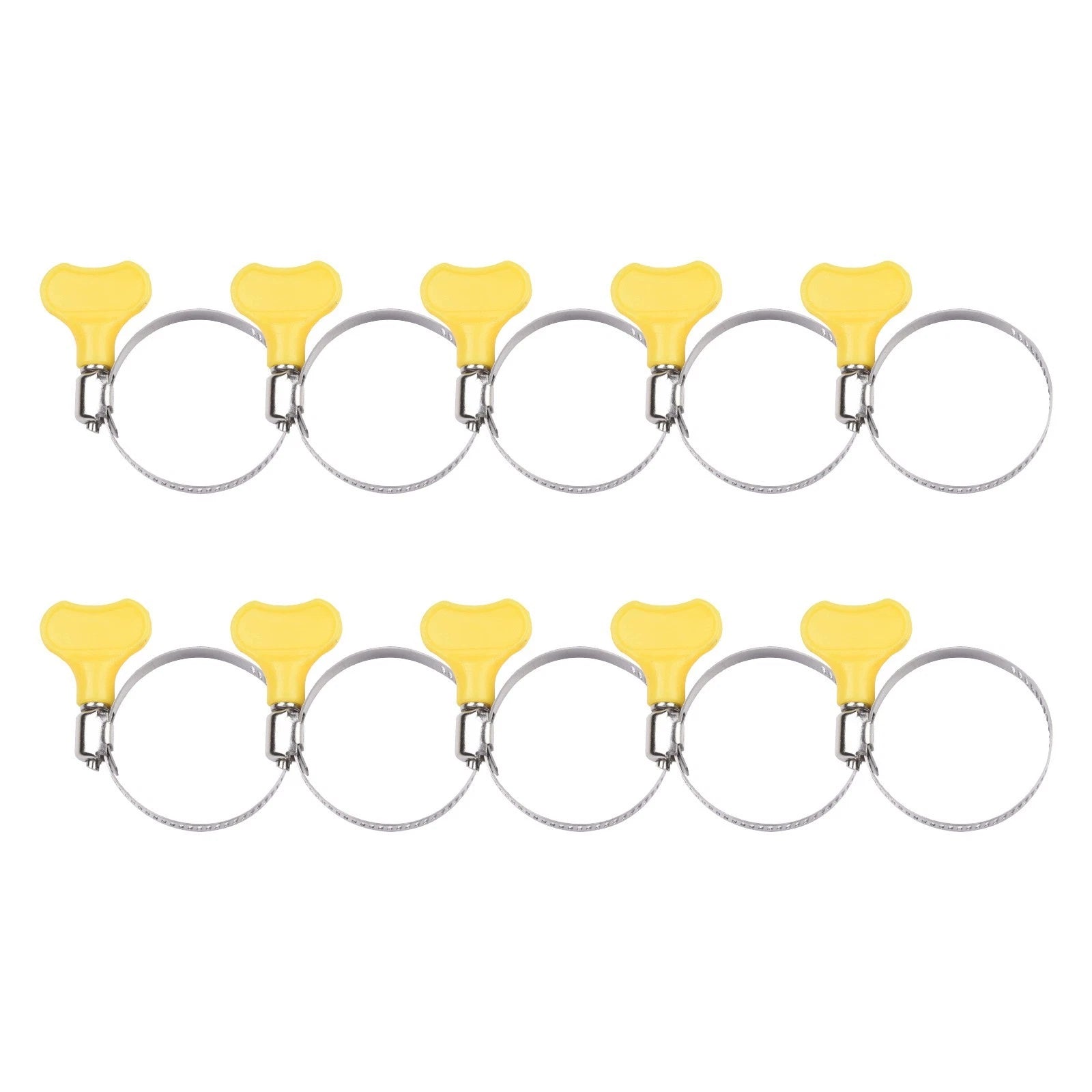 Set of 10 Adjustable Yellow Plastic Hose Clamp Pipe Clips for