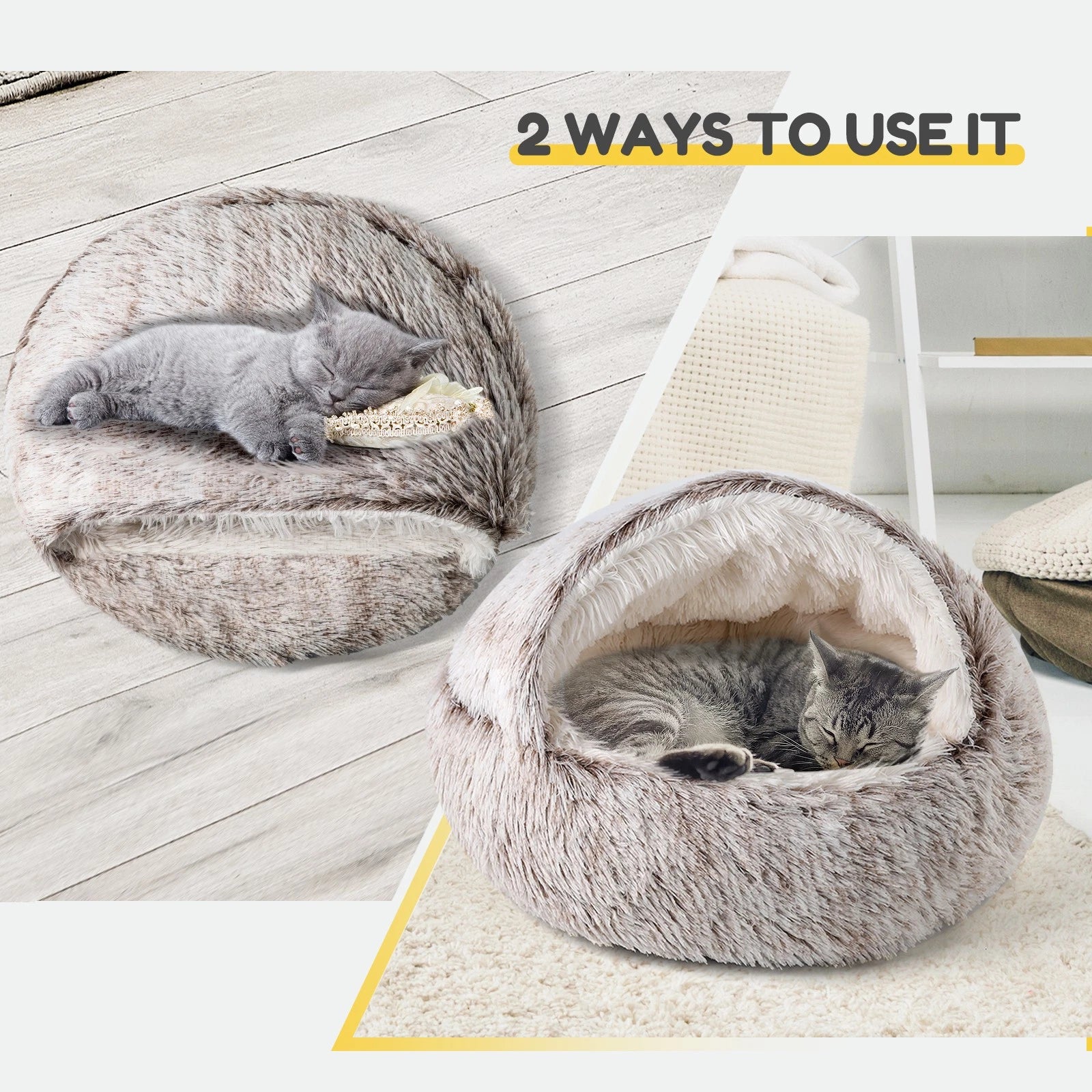 Soft Plush Cat Bed for Cats (Warm Winter Comforter)