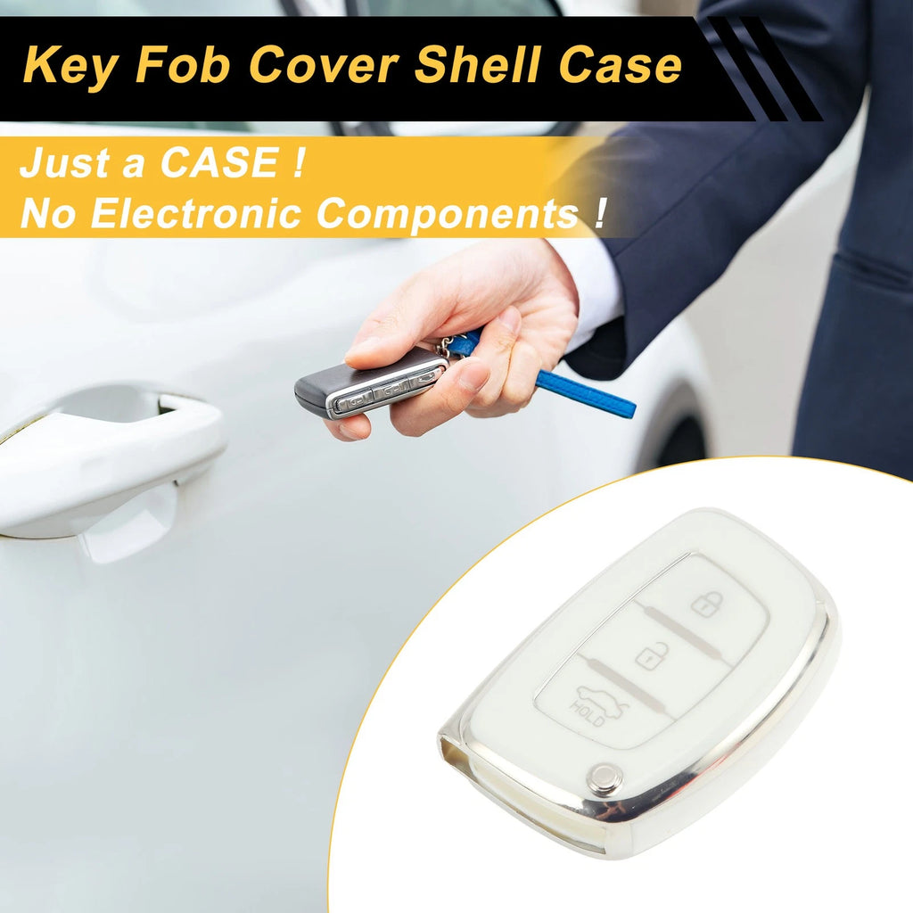 Smart Car Key Case TPU Silicone White Silver for Hyundai i10 (2014–2020)