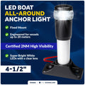 LED Boat Anchor Light for Marine Use (2NM, Fixed Base, Polycarbonate Lens)