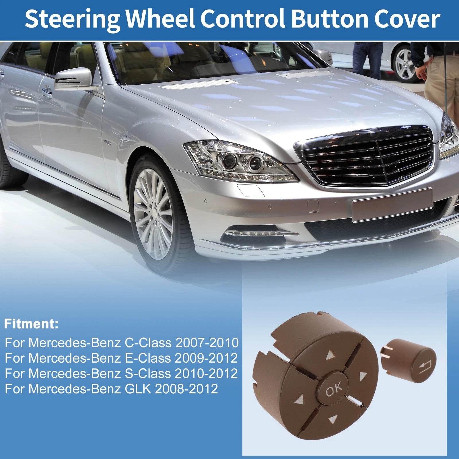Steering Wheel Control Button Cover Replacement for Mercedes-Benz C-Class (2008–2021)