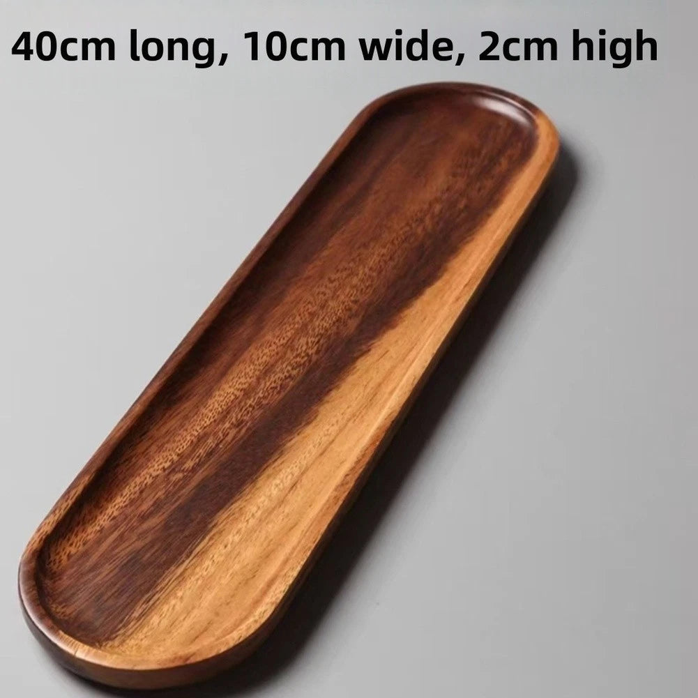 Dark Brown Walnut Wood Tea Tray for Tea Set Accessories