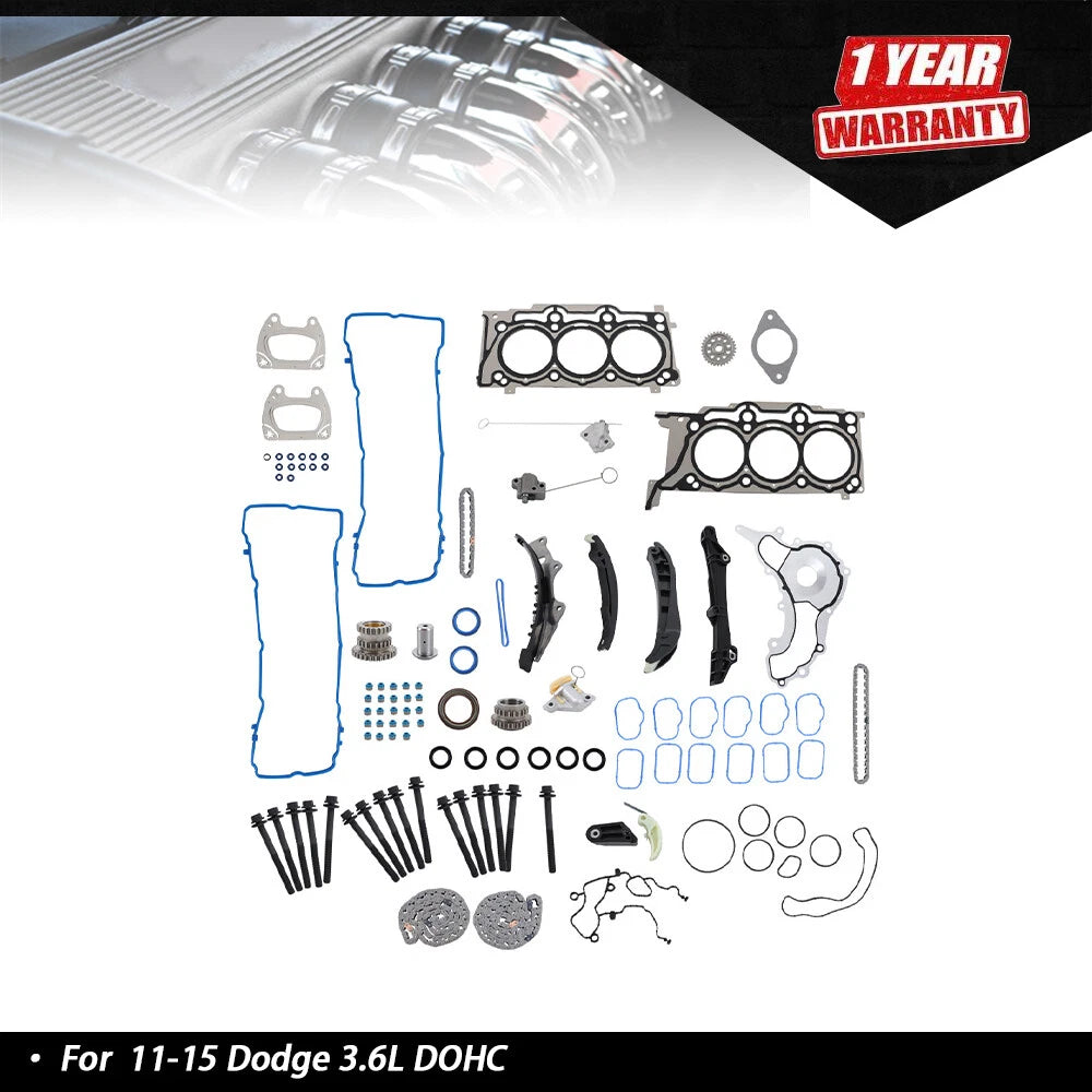 Engine Cylinder Head Gasket Set & Timing Chain for Dodge 3.6L (2011–2015)