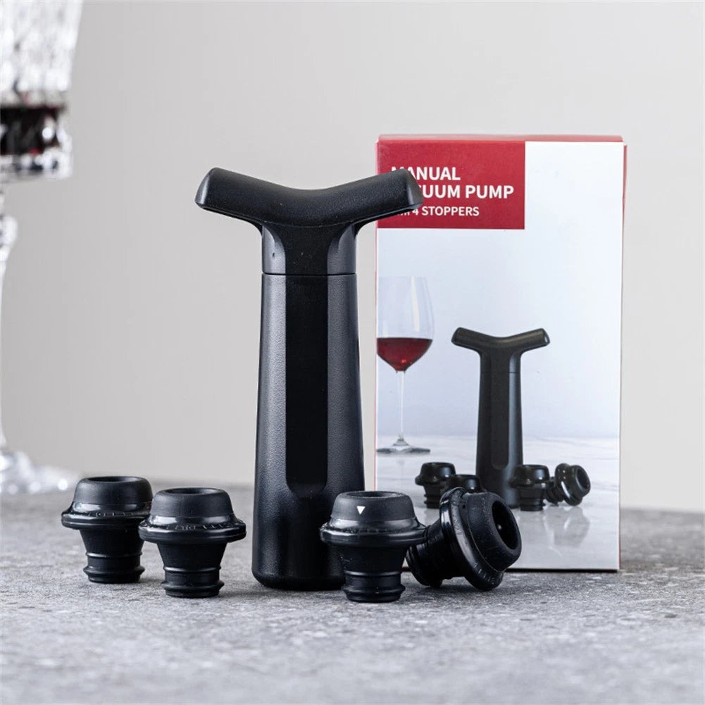 Vacuum Pump Wine Preservation Tool with 4 Bottle Stoppers