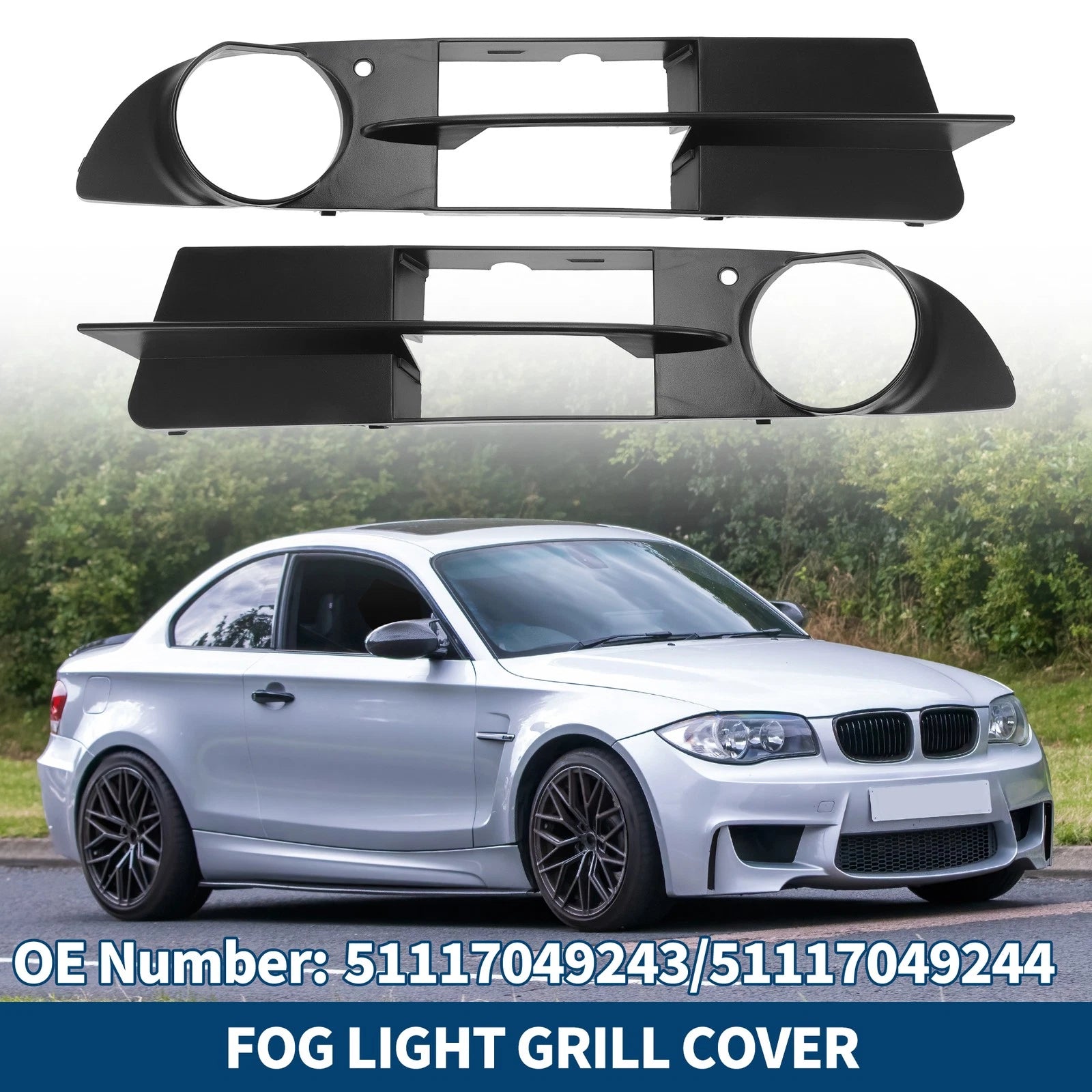 Front Fog Light Grill Pair Replacement for BMW E60 E61 (2004–2010)