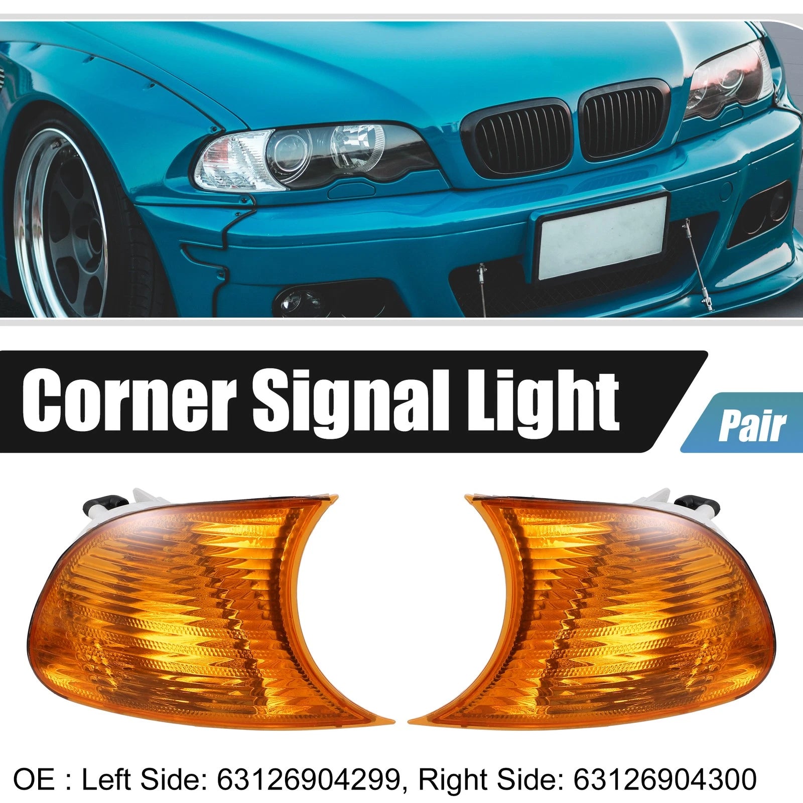 Pair Amber Turn Signal Light for BMW E46 3 Series (2000–2001)