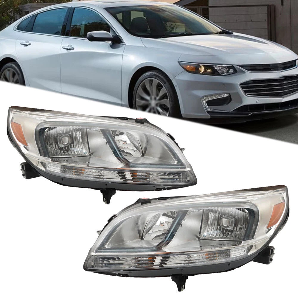 2X Headlight Assembly for Chevy Malibu LS (2013–2016) Halogen