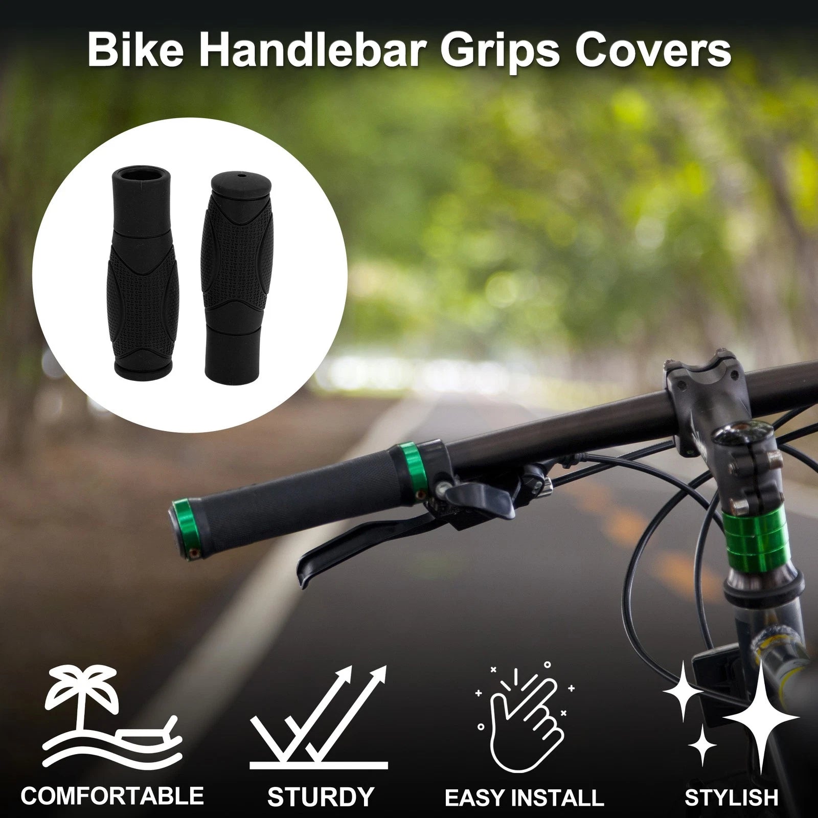 Bike Handlebar Grip Cover 125mm Lightweight MTB End Grips Protector (1 Pair)