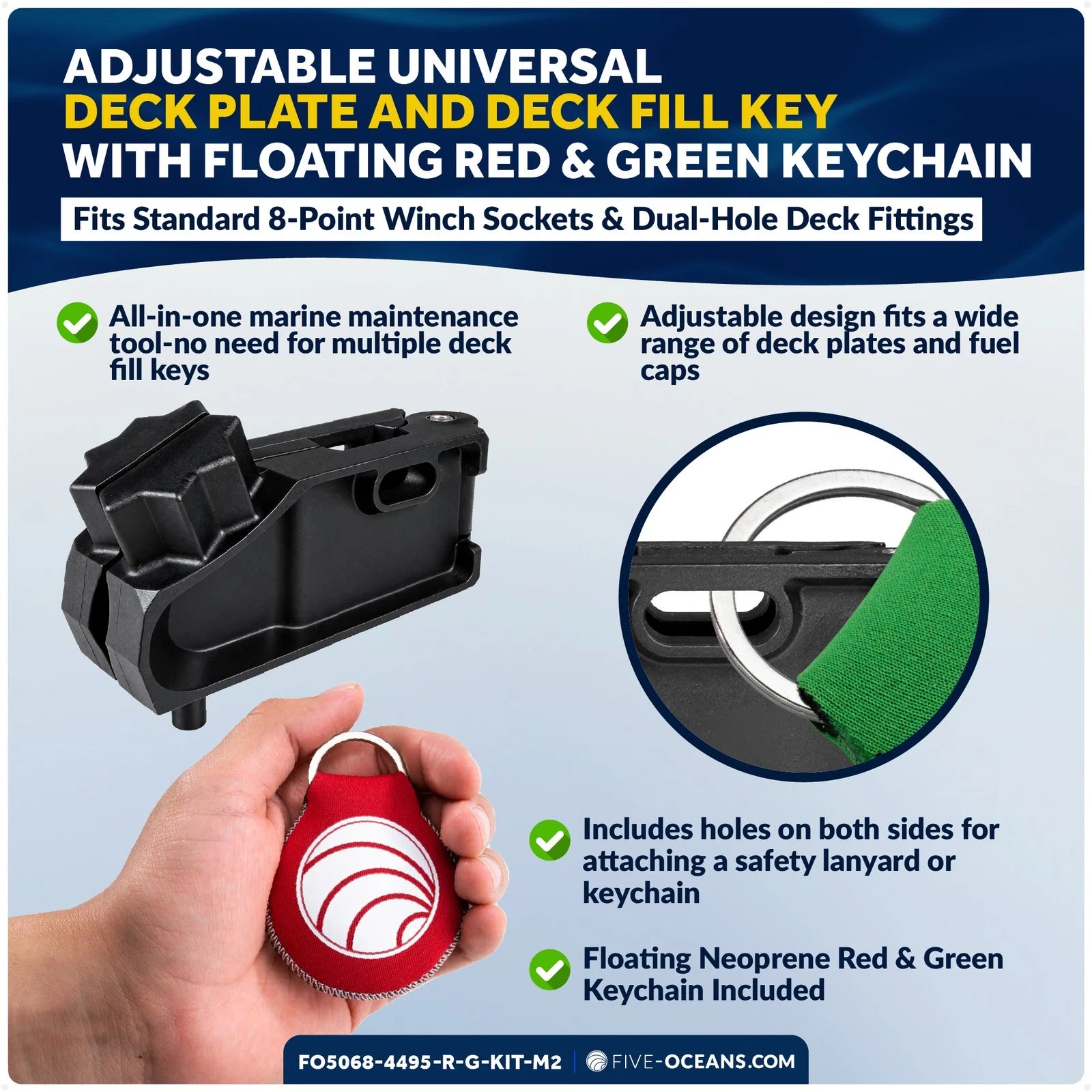 2-Pack Adjustable Deck Plate & Fill Key for Marine Use
