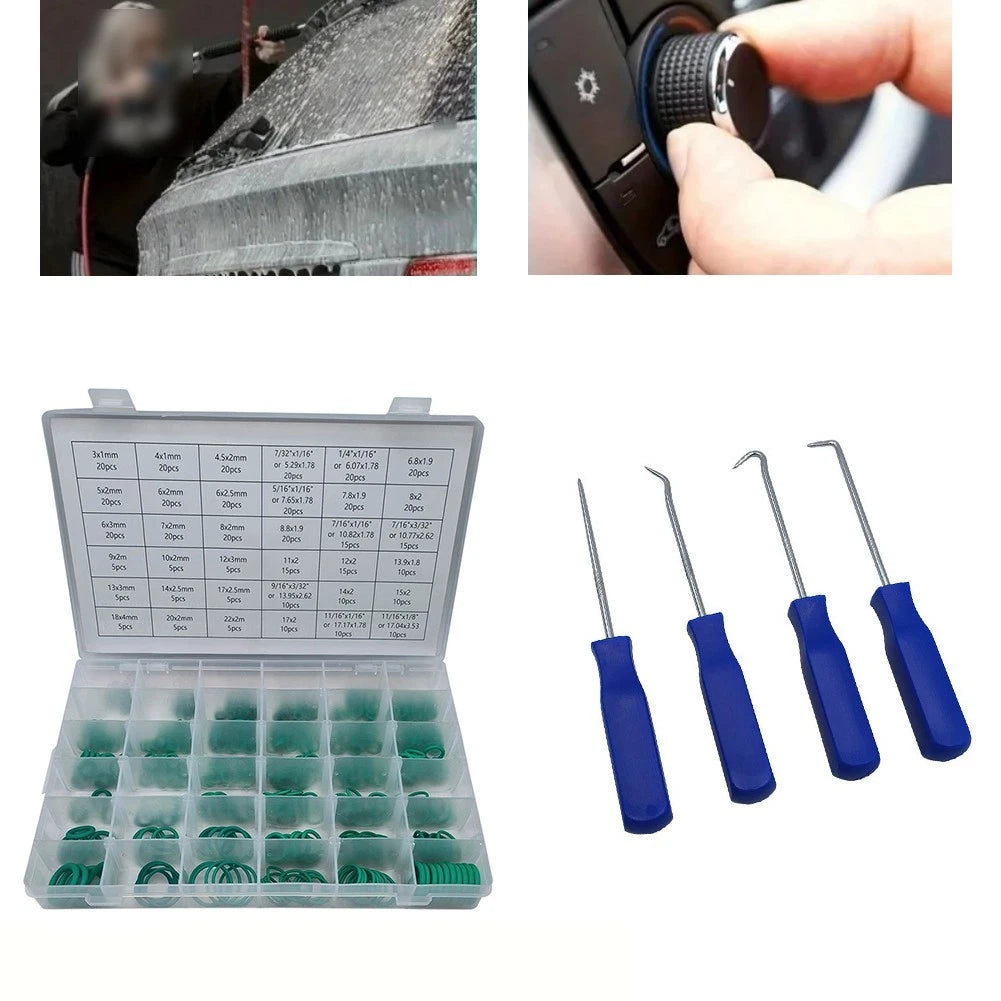 495-Piece Green Nitrile O Ring Kit for HVAC System Maintenance