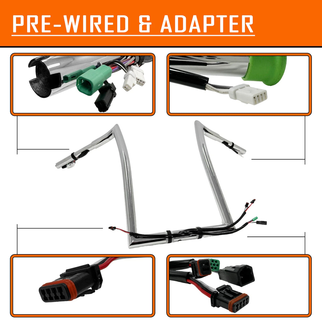 Chrome 12" Prewired Handlebar 1.25" for Harley Road Glide (2015)