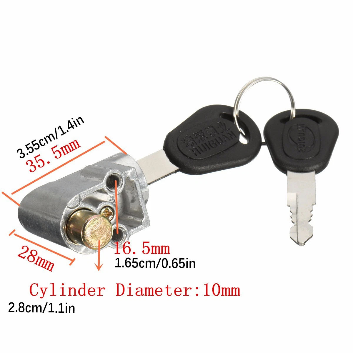 Safety Lock for Universal Motorcycle E-Bike Electric Scooter with 2 Keys