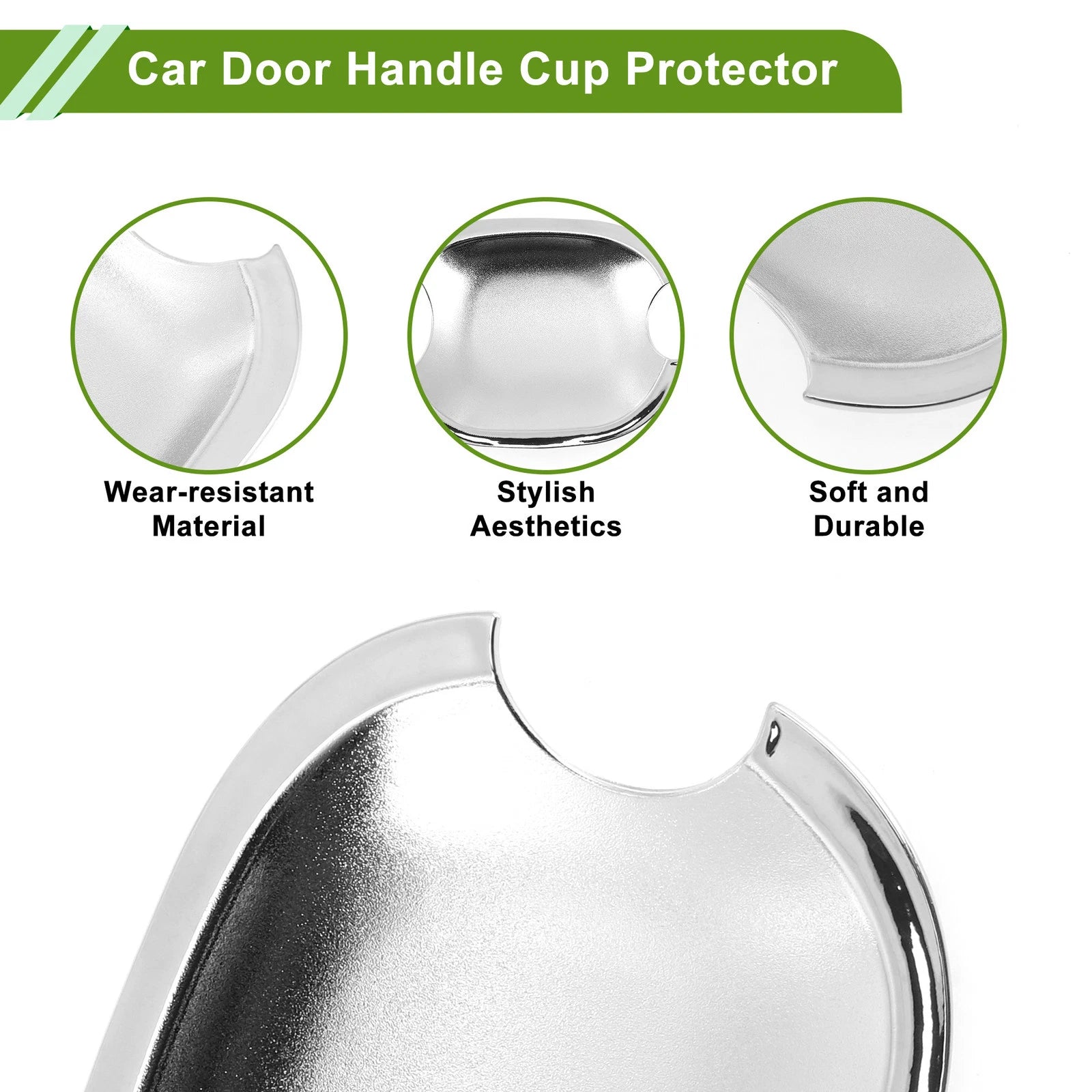 Door Handle Cup Protector for Toyota Highlander, Camry, Avalon (Silver Tone)