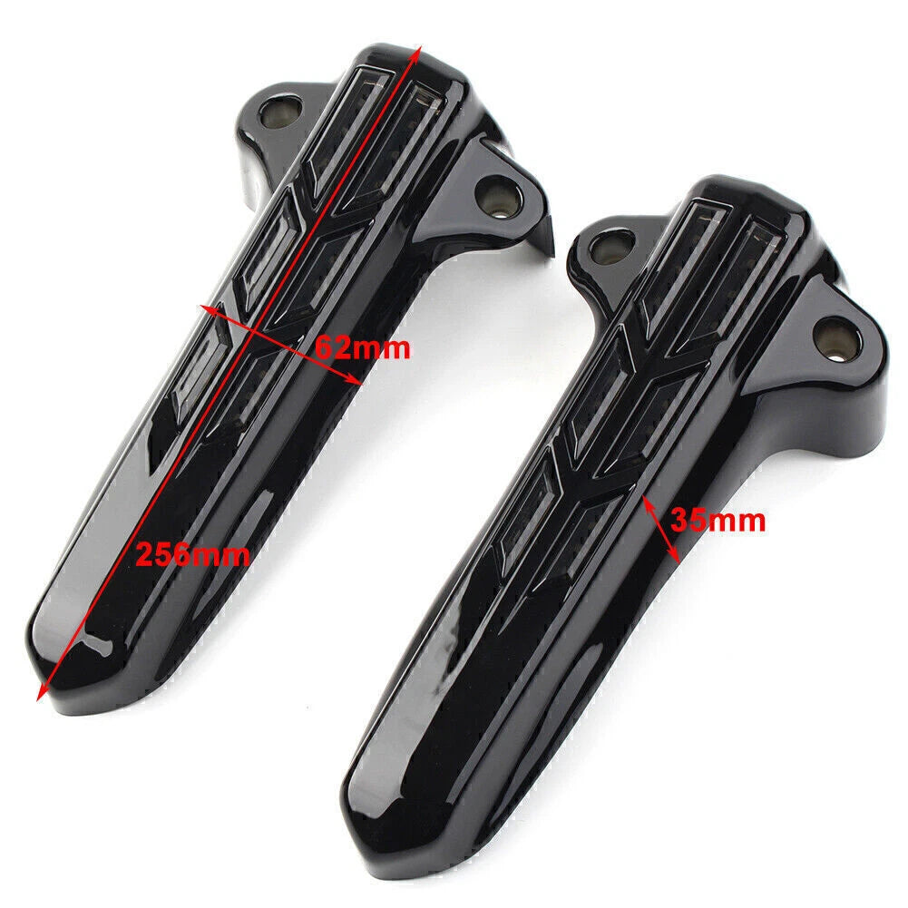 2X Front Lower Fork Leg Covers Red LED for Harley FLHR FLHTK FLHX (2014–2020)