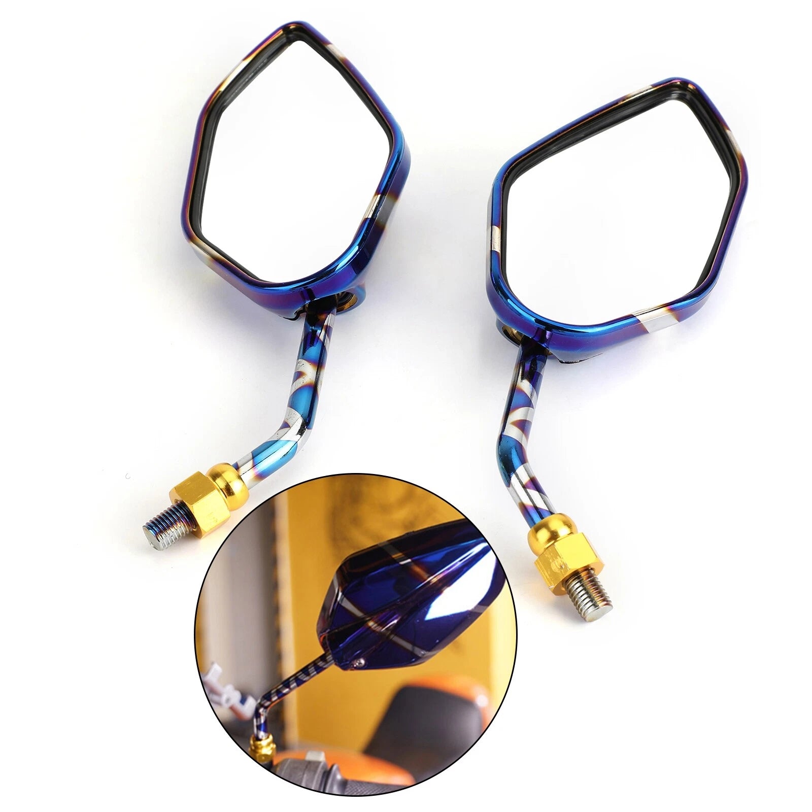 Rearview Side Mirrors 10mm M10 for Motorcycle Scooter Cruiser