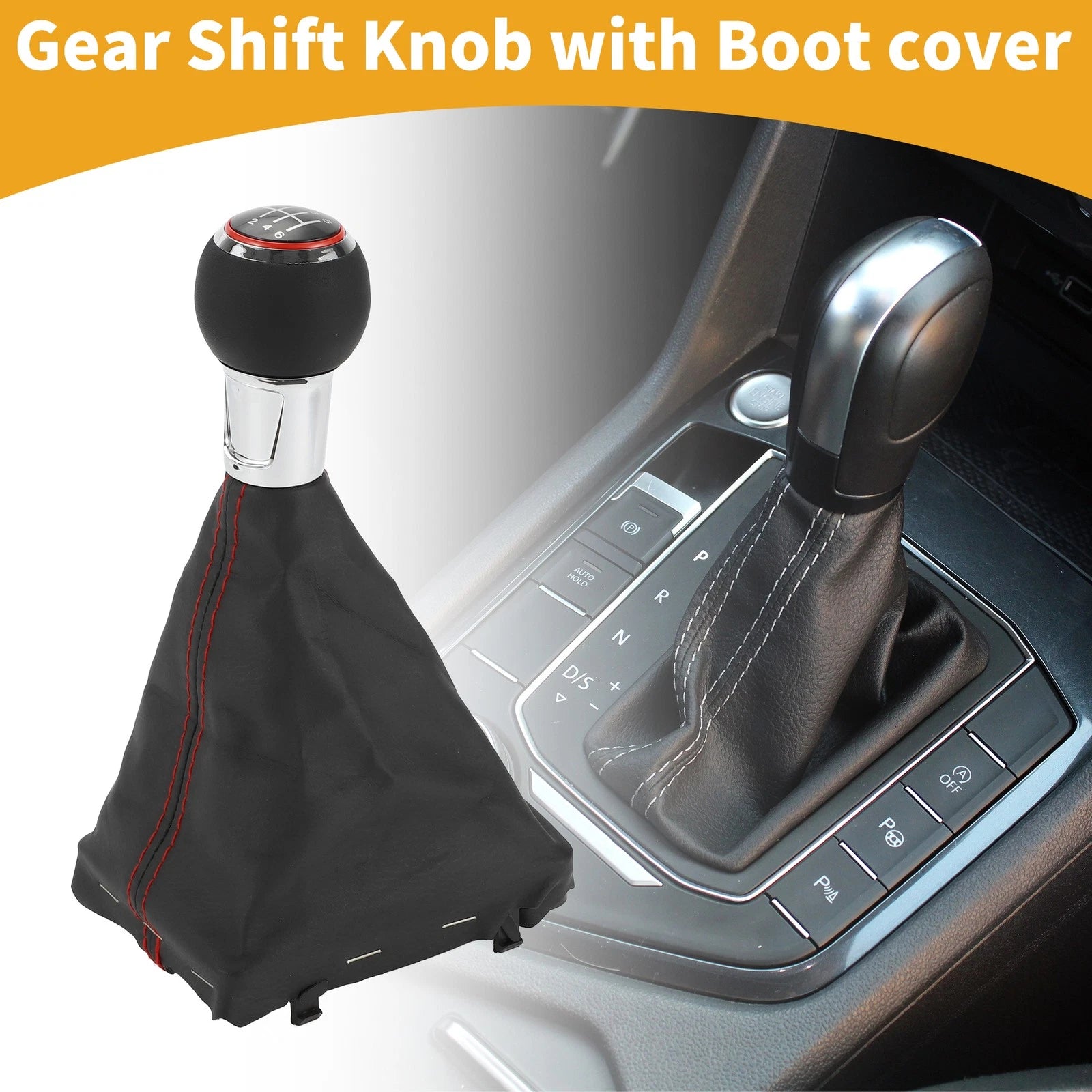 6 Speed Gear Shift Knob with Boot Dust Cover for Audi A3 (2008–2013)