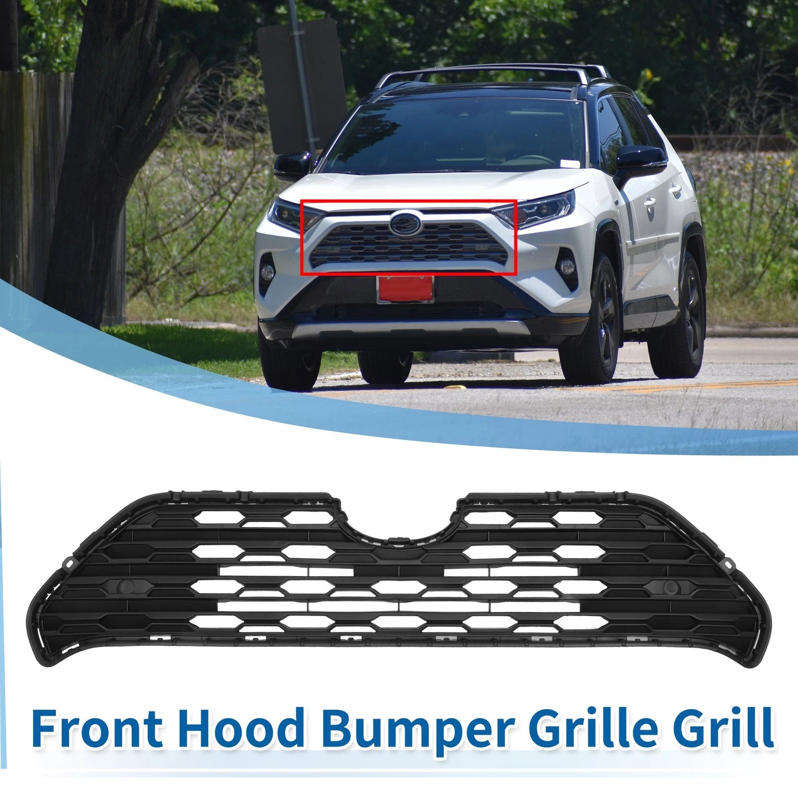 Front Hood Bumper Grille Grill Replacement for Toyota RAV4 (2019–2022)