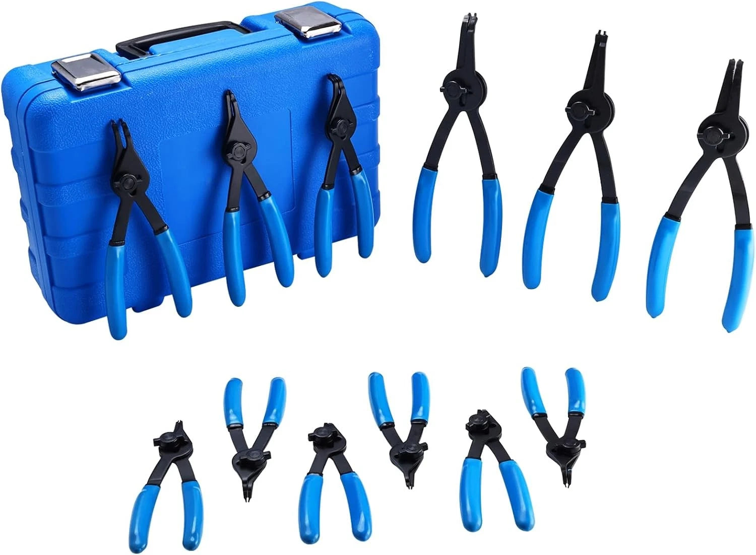 12Pcs Snap Ring Pliers Set Internal/External 0.038in 0.047in 0.070in 0.090in
