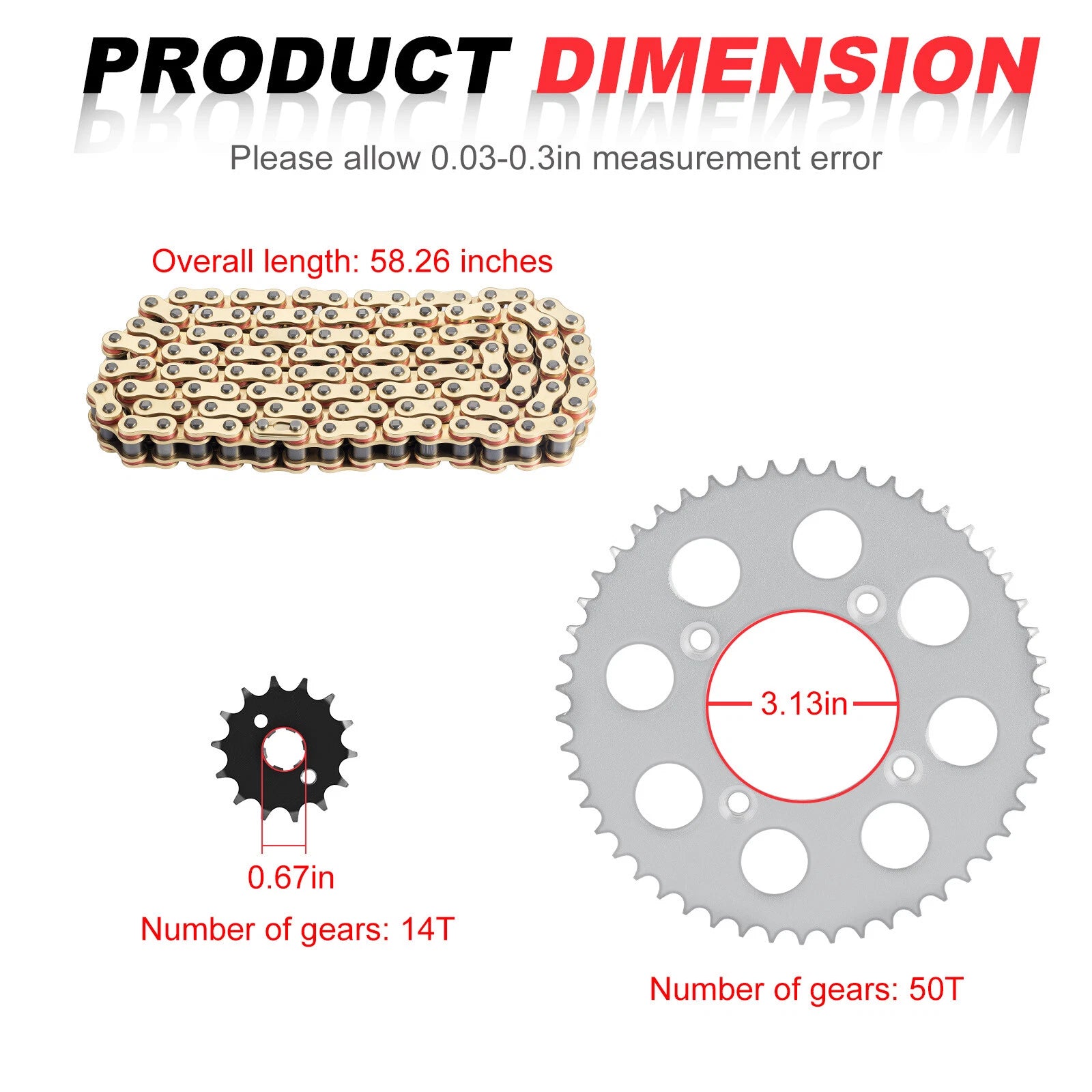 Drive Sprocket & Chain Set 428VM-X X-Ring 118 Links for Honda XR100R CRF100F (2000–2023)