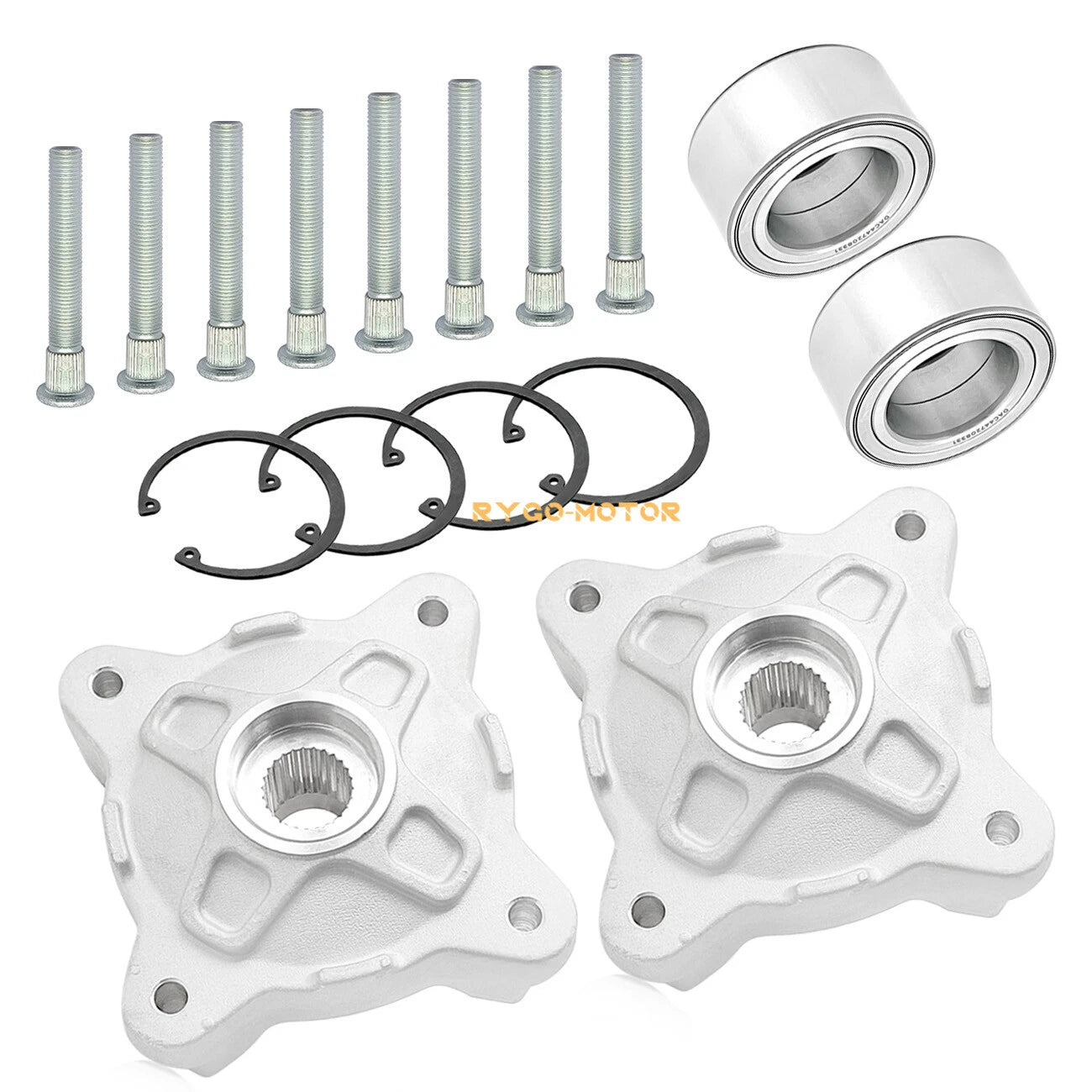 Front Wheel Hubs & Bearings & Studs Kit for Polaris RZR 800 RZR S 800 (2008–2014)